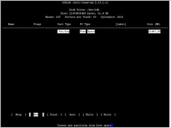 Cfdisk как пользоваться linux