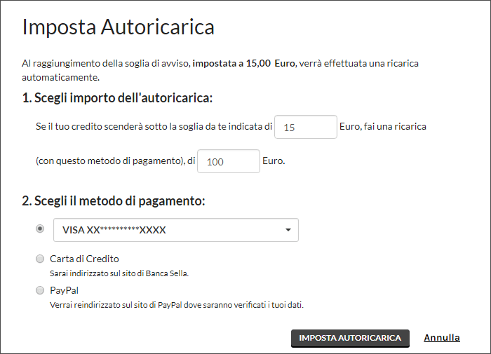 Autoricarica Attivazionemodificacancellazione Servizio Di