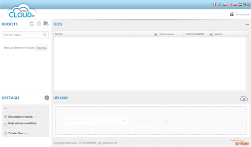 Interfaccia di Object Storage Web Client