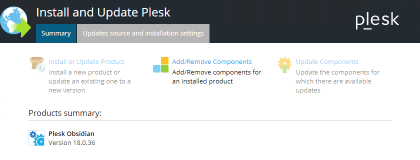 Schermata Summary finale di Plesk Installer